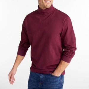 LL Bean Men's Burgundy Red Turtleneck long Sleeve Cotton Shirt XXL Tall